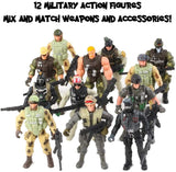 4 in. Special Force Army SWAT Soldiers Action Figures with Weapons & Accessories - 6 Figures Per Pack