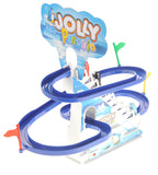 Liberty Imports Musical Penguin Orbit Chasing Race Track Game Set - Playful Roller Coaster Playset with LED Flashing Lights and Music On/Off Button for Toddlers and Kids