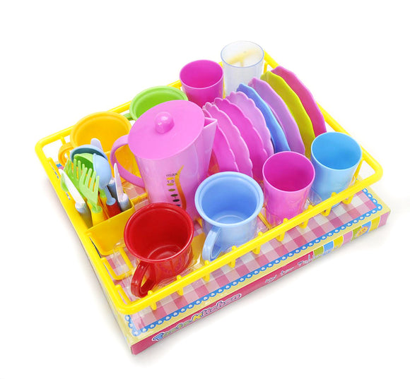 27-piece Play Dishes Kitchen Wash and Dry Tea Playset