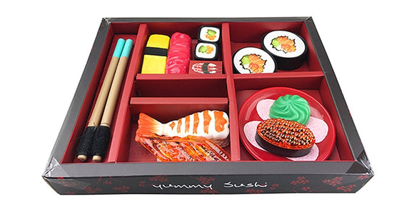 Kitchen Connection 21 Pieces Japanese Sushi Bento Box Plastic Play Food Set, Dinner Foods (Multi-color)