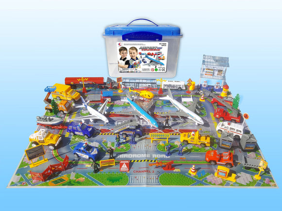 Aviator Action! Kids Airport Playset 57-Piece - Multicolor