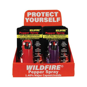 Pepper Spray 12 WF-HC (3 Black, 3 Blue, 3 Pink, 3 Red) with Counter Display