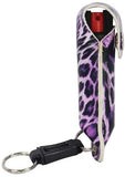 Safety 1/2 oz. Wildfire 1.4% Pepper Spray and Cheetah Print Leatherette Holster w/ Quick Release Keychain (Purple/Black)