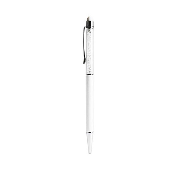 Crystal Stylus Touch Screen With Ink Pen In White