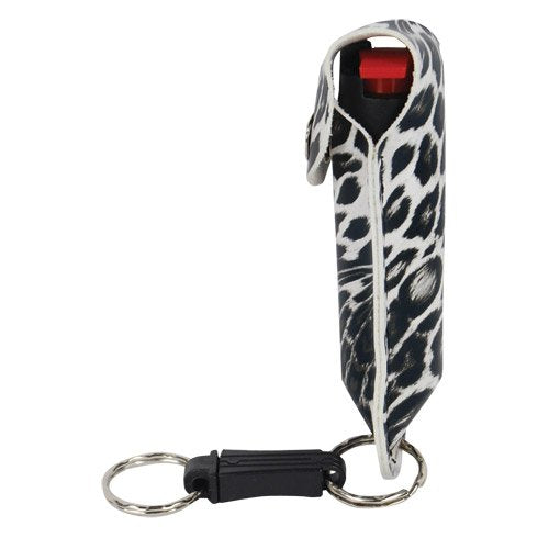 Safety Wildfire 1.4% 1/2 oz. Pepper Spray and Leopard Print Leatherette Holster (Black/White)