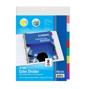 3-Ring Binder Dividers with 8-Insertable Color Tabs (Case of 144)