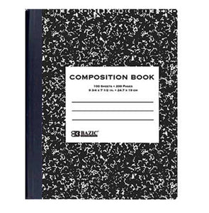 100-Count Wide-Ruled Black Marble Composition Book (Case of 48)