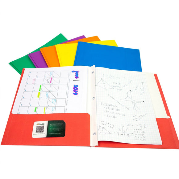 2-Pocket Portfolio Folder with 3-Prong Fastener for School, Home, or Office (Case of 100)