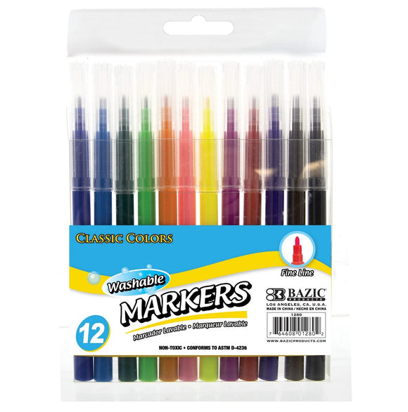 12-Count Fine Line Washable Watercolor Markers (Case of 144)