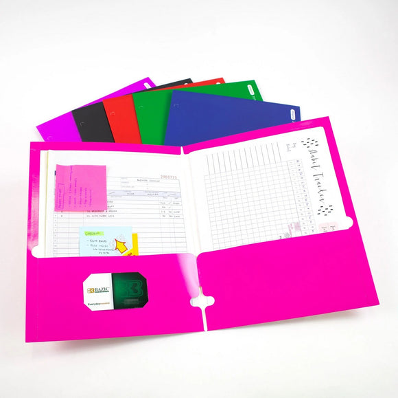 Laminated Bright Glossy Color 2-Pockets Portfolios (Case of 48)