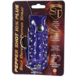 Safety Wildfire 18% 1/2 oz. Pepper Spray and Rhinestone Leatherette Holster w/ Quick Release Keychain (Blue)