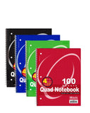 100-Page Quad-Ruled Spiral Notebook (Case of 24)