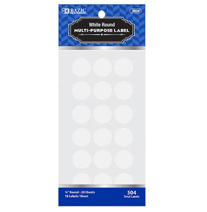 (504/Pack) White 3/4" Round Label (Case of 144)