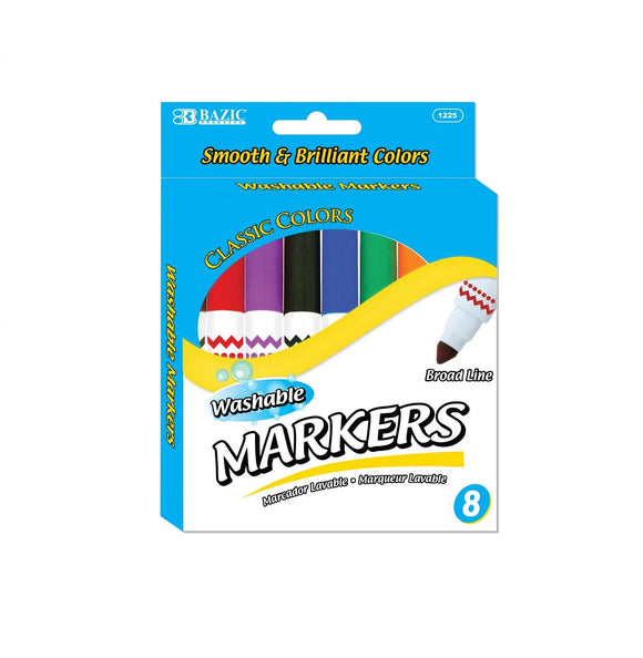 8 Color Jumbo Premium Washable Markers (Case of 144)