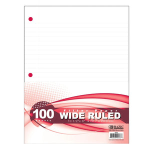 100-Count Wide-Ruled Filler Paper (Case of 36)