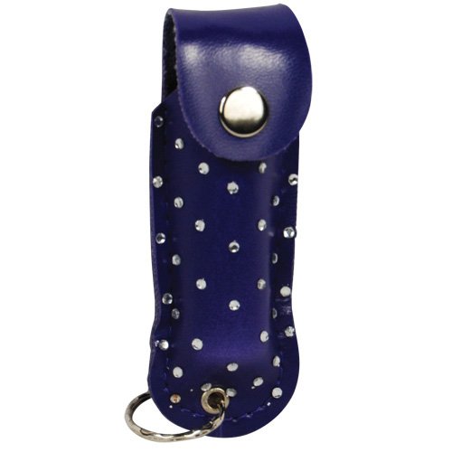 Safety Wildfire 18% 1/2 oz. Pepper Spray and Rhinestone Leatherette Holster w/ Quick Release Keychain (Blue)