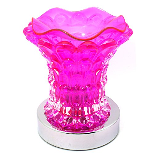 Aromar Spa Touch-Activated Electric Oil Lamp: Aromatherapy Essential Oil & Wax Burner/Warmer / Diffuser with High-Powered 50-Watts Dimmable Halogen Bulb: Pink Flower